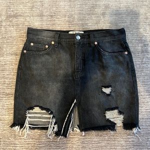 We The Free Faded Blk Denim Skirt